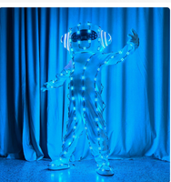 Costume de robot futuriste à LED, blanc, en peluche, lumineux, pour adulte, en coton, pour homme, DJ, fête, festival, cosplay