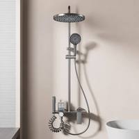 Ensemble de douche mural avec mitigeur à commande par bouton rotatif 4 fonctions, finition premium 3006A gris canon, pour la rénovation des salles de bain d'hôtel