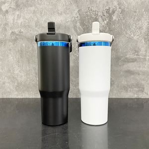 Vaso Térmico de Acero Inoxidable de 30 oz para Deportes al Aire Libre, Aislado al Vacío, sin Plomo, con Pajita Abatible, para Grabado Láser - Product Image 1