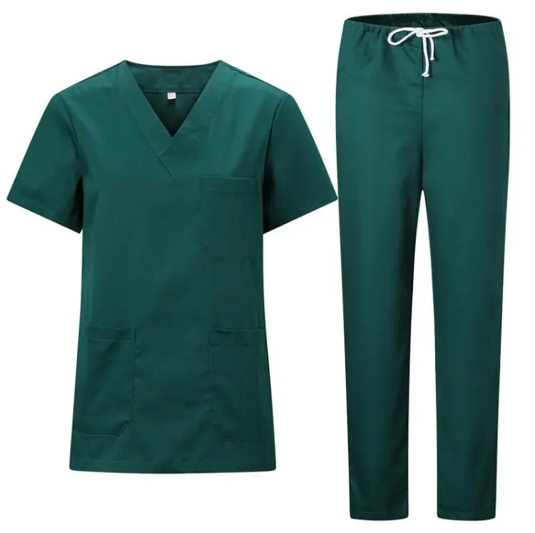 Unisex Short Sleeve Stretchy Hospital Scrub Sets Quick Dry Medical Workwear Uniform