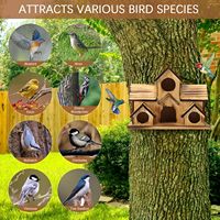 Maison d'oiseau en bois à 6 trous Nichoir en bois suspendu extérieur pour jardin extérieur Nid d'oiseau Cage à oiseaux