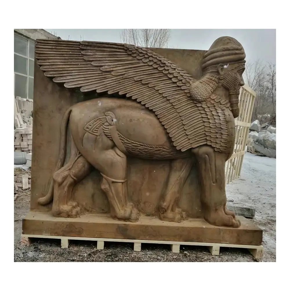 天然大理石石Babylon Assyrians Statues Sculpture、Assyrian Bull