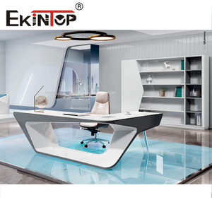 Ekintop Modern Office <strong>Desk</strong> Furniture <strong>White</strong> Basic Executive Luxury CEO Manager Office <strong>Desk</strong> with <strong>Drawers</strong> - Product Image 5