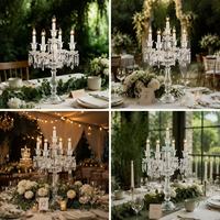 Lampe de table en métal transparent JHMJ D53*H63cm pour décoration de centre de table romantique pour mariage ou banquet