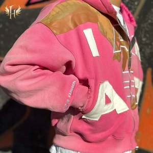 Precio de fábrica personalizado DTG impresión gráfica bordado sudaderas punto satén forrado Patchwork sudaderas LOGO polar satén forrado - Product Image 6