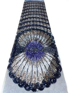 <span class=keywords><strong>Tissu</strong></span> brodé de fleurs en relief 3D avec perles AO.YI. pour robes de mariée et robes de soirée - Robes de mariée et tenues de soirée - Product Image 3