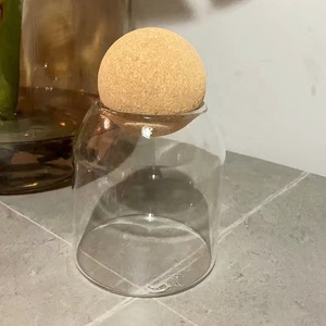 Récipient de bougie en verre borosilicaté élevé avec boule de liège couleur arc-en-ciel couleur unie quantité minimale de commande <span class=keywords><strong>bas</strong></span> - Product Image 4