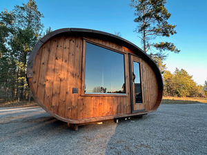 Sauna extérieur en cèdre rouge au design moderne pour 4 personnes, électrique 6KW, vapeur humide, construction écologique, 220V, avec vestiaire et véranda - Product Image 3