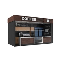 Kiosque à café noir moderne, kiosque extérieur moderne, conteneur, kiosque alimentaire mobile en bois pour centre commercial, jus, bubble tea, boissons
