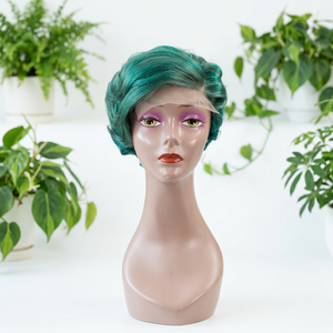 วิกผม FH 5x5 แบบปิดด้านข้าง ทรงพิกซี่คัท  ไม่ต้องใช้กาว  วิกผมหน้าผากลูกไม้สีเขียว ผมแท้ 100% วิกผมสั้นทรงพิกซี่ - Product Image 4