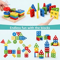 Ensemble de jouets en bois Montessori pour tout-petits - 6 jeux de puzzles et de tri éducatifs pour les enfants de 1 à 4 ans, kit d'apprentissage de la motricité fine