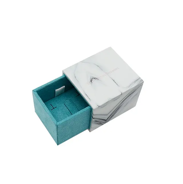 Emballage de boîte en papier marbre Unique, avec boîtes d'emballage intérieures en daim et incrustation pour pendentif d'anneau, 10 pièces
