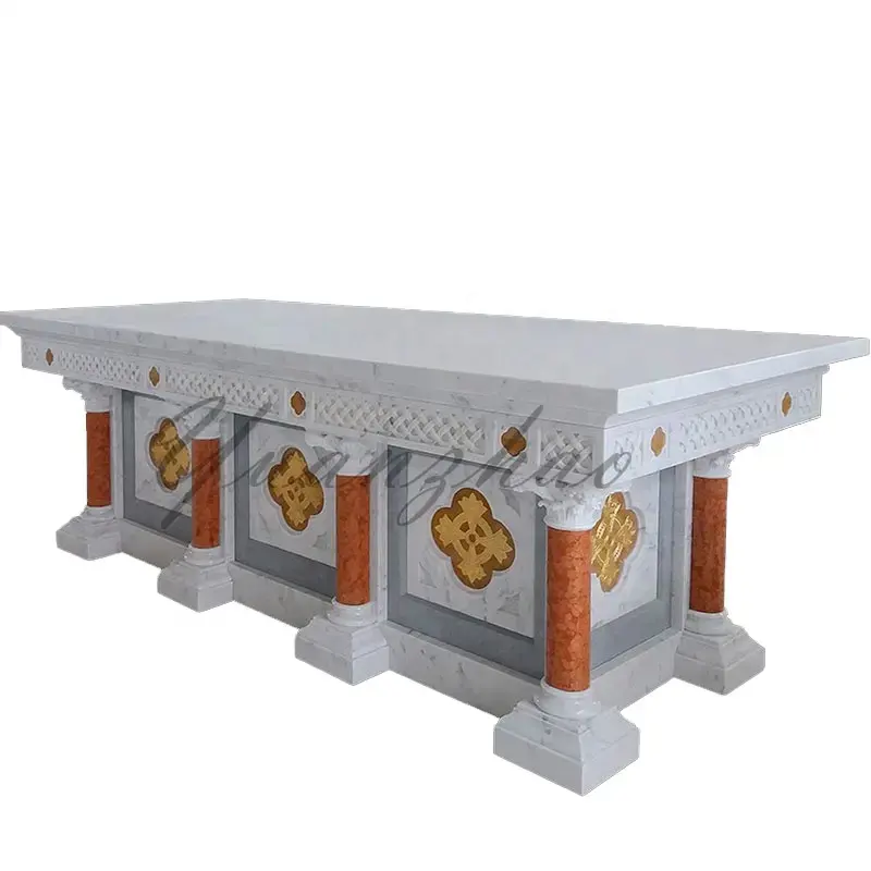 Hand Carved Customize Catholic Altar Natural Marble Altar Catholic Altar Table With Pillars