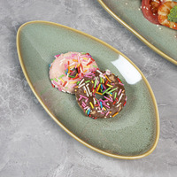 YAYU haute température glaçure entrée vaisselle rustique en céramique fine à manger plats ronds four vert assiettes en porcelaine pour Restaurant