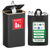Cubo de Reciclaje Plegable para Cocina con Tapa de Bambú, 26 Galones/100L, Contenedor de Basura Impermeable y Cesto de Ropa Plegable