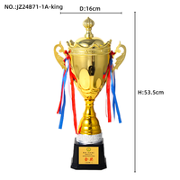 Grand trophée en métal plaqué or à base noire de 60cm pour les jeux d'équipe et les événements sportifs promotionnels Trophée d'affaires
