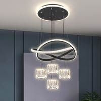 Lustre en cristal de luxe d'usine 85-265V 80W à trois couleurs, dimmable, avec télécommande, luminaire suspendu pour salle à manger 2026