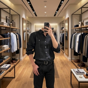 Camicie in <span class=keywords><strong>Lino</strong></span> <span class=keywords><strong>di</strong></span> Alta Qualità RL Best-Seller per Uomo e Donna, con Logo Cavallo Ricamato, Ideali per Coppie - Product Image 5