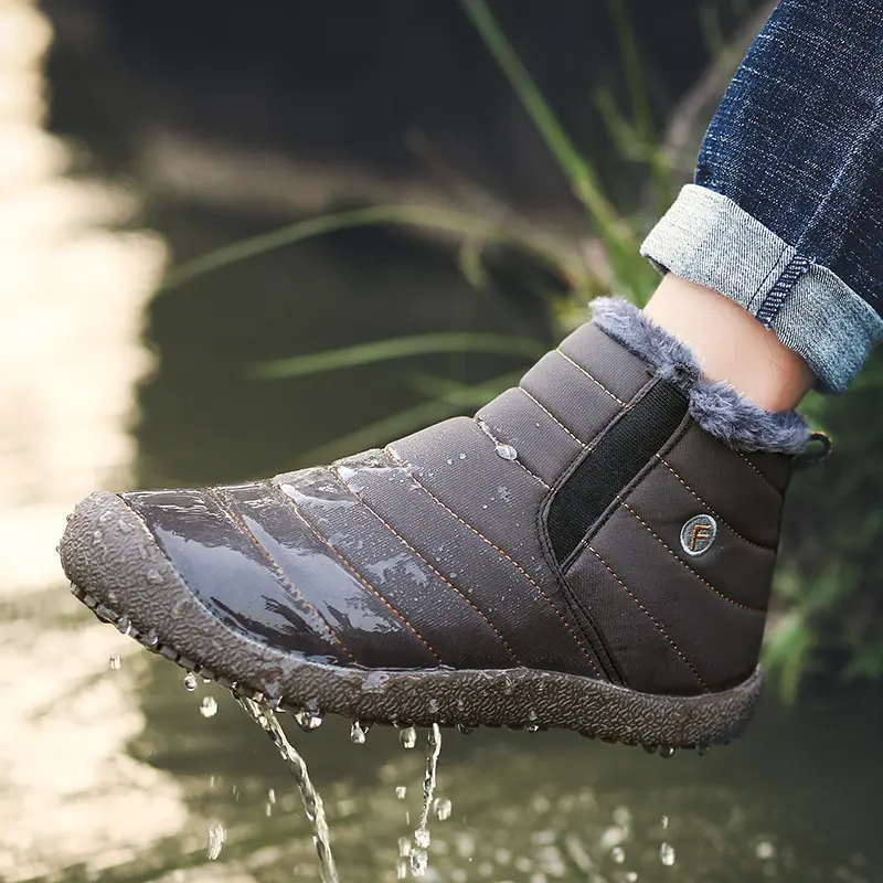 Moda fodera in pelliccia antiscivolo suola in gomma da uomo di alta qualità scarpe impermeabili mocassini inverno neve caldi stivali