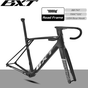 BXT EVO-155 Carbon Aero Rennradrahmen Scheibenbremse T47 Tretlager Vollständig Interne Kabelführung 1000g Ultraleicht 700Cx32C Reifen - Product Image 1