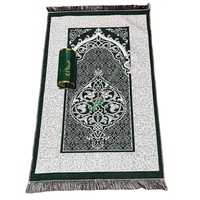 Tapis de prière musulman fait main en polyester à motifs floraux et perles, coffret cadeau ovale élégant, réversible, résistant aux taches, ensemble de cadeaux islamiques
