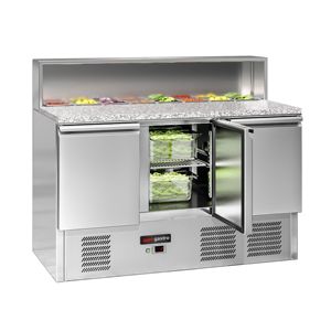 GGM Gastro Saladette ECO Prep <b>Table</b> Cooling-1368mm-Triple Doors-Stainless Steel Top-Temperature Range +4C +10C-Energy - Product Image 1
