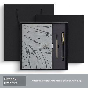 Wholesale Promotional Corporate Business Luxury Office Custom Logo A5 Pu Black Modern Embossed Notebook Planner 2-in-1 Set - Product Image 5