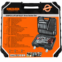 Ensemble d'outils de mécanicien de 150 pièces, jeu de douilles à cliquet de 1/4 ", 3/8 ", 1/2 " avec clé à cliquet à 72 dents, kit d'outils à main en Cr-V pour la réparation automobile