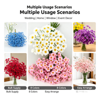 Fleurs artificielles réalistes de Gypsophile multicolores en soie, bouquet factice pour mariage, décoration de maison, fête, centres de table DIY