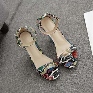 Sandalias de <span class=keywords><strong>piel</strong></span> de serpiente para <span class=keywords><strong>mujer</strong></span>, zapatos de tacón alto de alta calidad, a la moda - Product Image 5