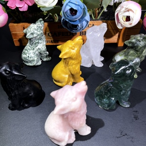 Vendita all'Ingrosso di Giade Naturali: Giada Gialla Xiuyan, Opale Rosa, Ossidiana Nera, Lupo Urlante per Decorazione d'Interni - Product Image 1