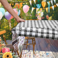 Nappe jetable pliante en plastique tissé imprimé géométrique, imperméable et anti-taches, avec envers en flanelle, pour la maison et Noël