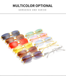 Gafas de Sol QY 2025 sin Montura, Cuadradas, Metálicas, con Lentes de PC UV400, Diseño de Moda, Promoción Popular para Hombres y Mujeres, Actividades al Aire Libre - Product Image 3