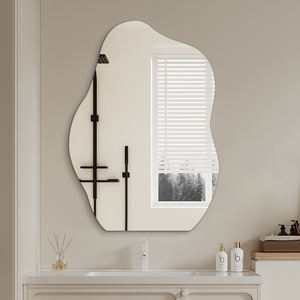 <strong>Pond</strong> Shape Frameless Wavy Wall <strong>Mirror</strong> Bathroom Irregular Bevel Edge Silver Glass <strong>Mirror</strong> - Product Image 1
