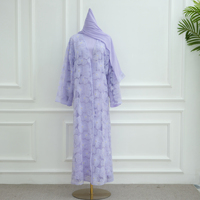 Nouvelle Abaya de luxe faite à la main à Dubaï, dentelle texturée, perles florales, cardigan perlé, Abaya pour femmes musulmanes, robes modestes, ensemble de 3 pièces