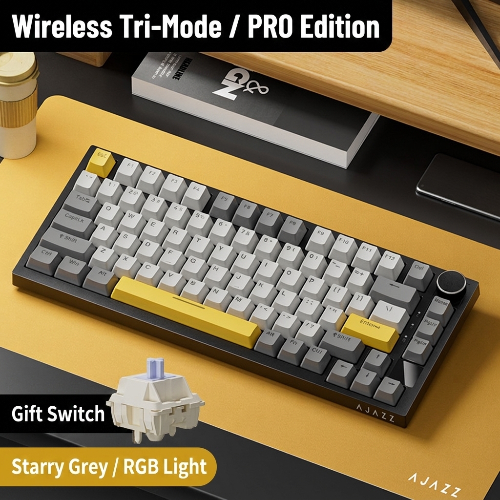 Ak820pro black-grey-yellow gift switch three-mode rgb diy