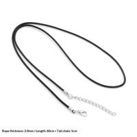 Cordon de collier en cuir coloré HP0180, cuir tressé noir de 2 mm avec fermoir à griffe argenté, composants de fabrication de colliers DIY