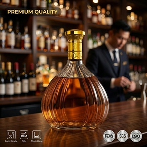 Bouteille de liqueur en verre cannelé en forme de citrouille Solent 500 ml avec bouchon doré pour brandy, whisky, <span class=keywords><strong>spiritueux</strong></span> – Vente en gros, fournisseur en vrac direct usine - Product Image 1