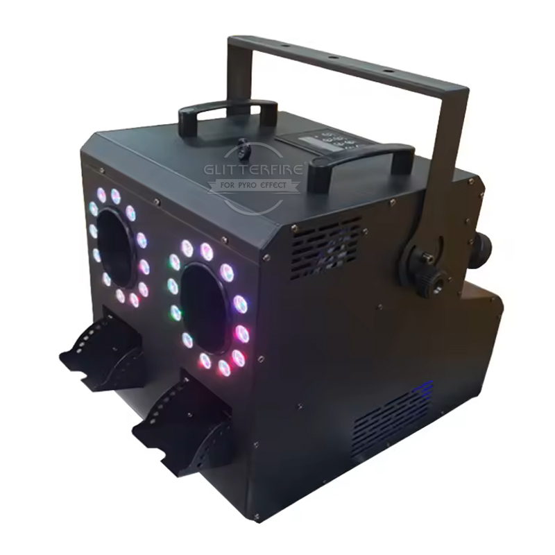 Профессиональная 2-головная светодиодная цветная дымовая машина DMX512, беспроводное управление, специальные эффекты, свадебная сценическая противотуманная машина