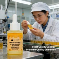 Sérum Visage Éclaircissant Anti-Âge au Curcuma, Vitamine C et Niacinamide, Marque Blanche, Vente en Gros, Fabrication Professionnelle