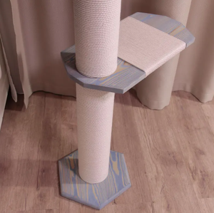 Wooden Floor to Ceiling 4-tier Tower <strong>Cat</strong> <strong>Climbing</strong> Post Wooden <strong>Frame</strong> <strong>Cat</strong> Shelf Adjustable Height <strong>Cat</strong> Tree with 2 Beds &amp; Hammock - Product Image 3