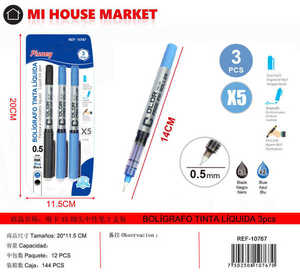 Bolígrafo de gel Pioney, punta fina de 0,5 mm, azul, negro, suministros de escritura para oficina y escuela, 3 piezas - Product Image 1