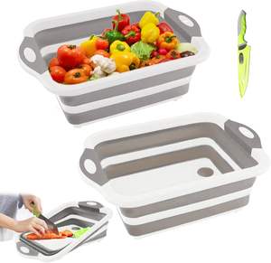 Tabla de Cortar Multifuncional Portátil 2 en 1, Plegable, de Plástico, con Cesta de Lavado - Product Image 1
