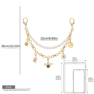 Accesorios de Joyería de Moda, Cadena de Oro con Perlas, Llavero con Dijes Intercambiables de Abeja, Flor y Margarita, Adorno para Bolso para <span class=keywords><strong>Mujer</strong></span> - Product Image 6