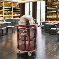 C-29 Hotel & Restaurant 304 Edelstahl Runder Buffet wagen Mobile Food Serving Trolley mit Gummi holz zum Servieren