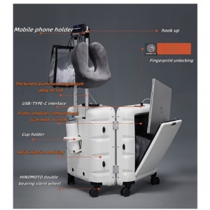 Wholesale RTS Bulk Ready-to-stock Suitcase 20 Inches Ivory White PLUS Widened Fingerprint <b>Lock</b> Durable Business Suitcase - Product Image 1