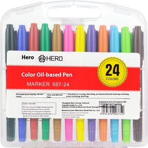Pointe en plastique marqueur stylo Liner 24 couleurs ensemble huile et <span class=keywords><strong>alcool</strong></span> à base d'encre épaisse et fine - Product Image 1