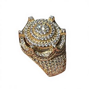 Anillo de Lujo con Incrustaciones de Moissanita, Plateado en Rodio, Estilo Hip Hop, Múltiples Capas, Piedras Brillantes, Diseño Único - Product Image 1
