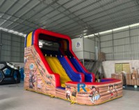 Toboganes de Agua Inflables Divertidos para Niños con Piscina, Tobogán de Agua Inflable con Forma de Barco Pirata