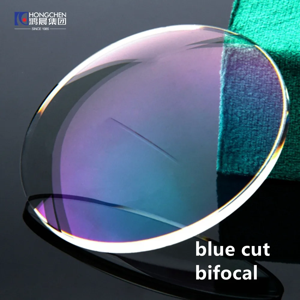 Venda de fábrica lentes de óculos ópticos de visão única lentes de resina corte azul com preço barato
